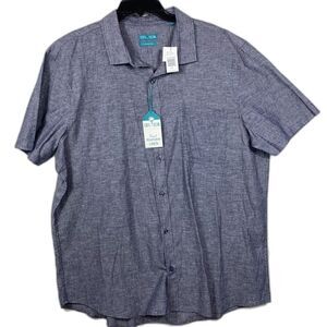 Tenth Ocean Shirt Mens XXL Gray Washable Linen NWT Button Up Short Sleeve